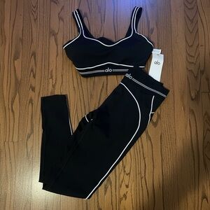 ALO Yoga Black and White Sports Bra Set